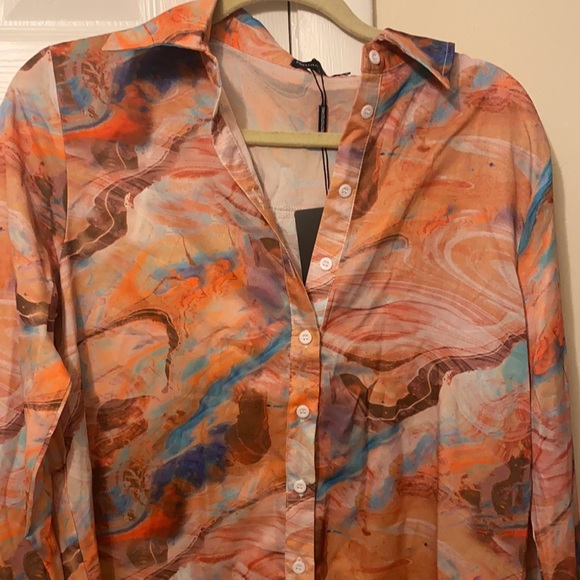 🧡Oversized Tie dye brown multi -color top - Picture 5 of 5